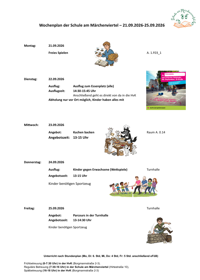 Vorschau Wochenplan